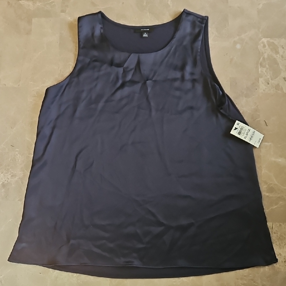 Alfani Womens Size XL Blue Sleeveless Satin Tank Top